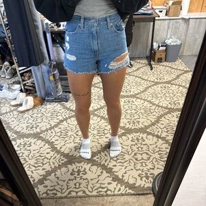 Levi's Light Blue Distressed Jean Shorts
